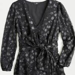 J.Crew Black Pleated Front Blouse – Lightweight Long Sleeve Top